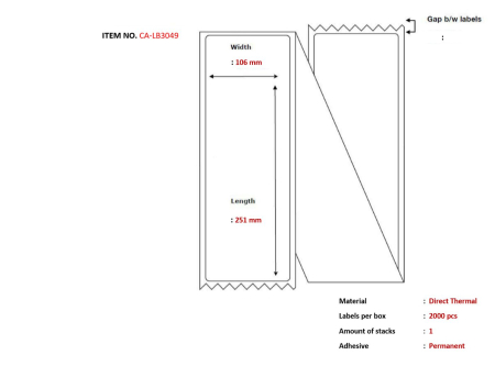 Capture Label 106 x 251 Fanfold. White. DT. Permanent. 2000 rolls per box.