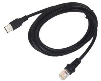 Honeywell CBL-420-300-C00 , RS232 (5V signals), Honeywell Bioptic Stratos Aux, black, 10 pin modular, 3m (9.8´), coiled, host power possible (dependent upon scanner and Stratos models)