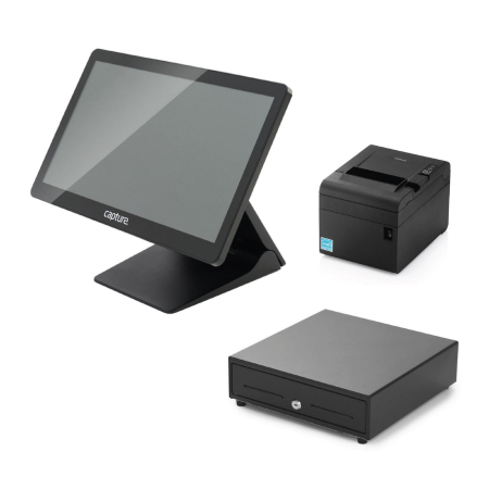 Capture CA-SY-73122 (Manta 15.6-Inch POS System - Core i3 / 8GB RAM / 128GB SSD / with Win10 IoT Value) + CA-PP-10000B + CA-CD330-480B