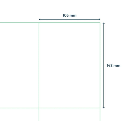 Capture A4 label 105x148 mm. 4 labels per sheet, 400 labels per pack, 100 sheets per box. Laser copy ink.