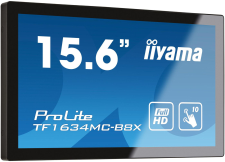 iiyama 15.6", 16:9, 1920x1080, IPS, VGA, HDMI, DP, IP65, DC 12V, 381x230.5x46 mm