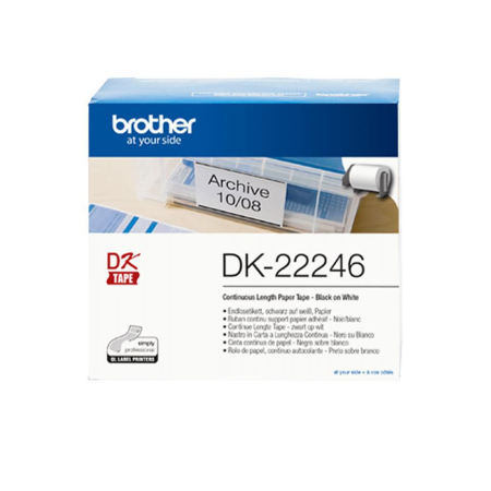 Brother Paper Label Roll – Black on White, 103mm wide