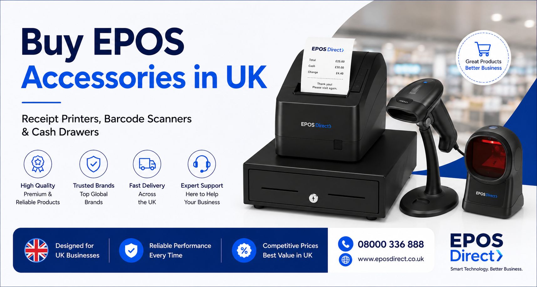 Buy EPOS Accessories in UK – Receipt Printers, Barcode Scanners, Cash Drawers - EPOS Direct