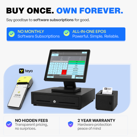 All-in-One EPOS Solution with Teya Payments. Secure & Ready to Go!