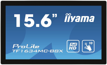 iiyama 15.6", 16:9, 1920x1080, IPS, VGA, HDMI, DP, IP65, DC 12V, 381x230.5x46 mm