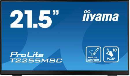 iiyama 21.5", 10P Touch, MPP2.0, 1920x1080, IPS, HDMI, Displayport, 400 cd/m², USB Hub 2x 3.0, 493.5 x 289.5 x 48.5 mm, black