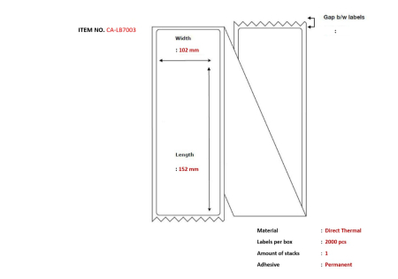 Capture Ship-label 102 x 152mm, Direct Thermal, Coated, Fanfold. 2000 labels per box