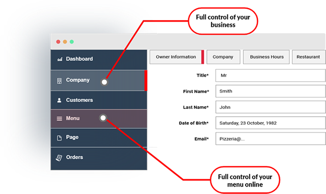 online menu ordering system